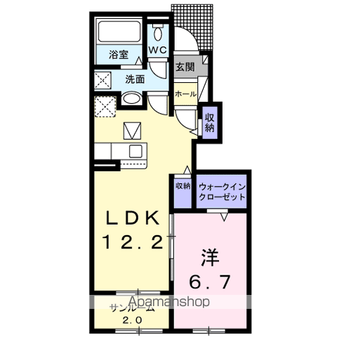 プラシード N Ⅱ(1LDK/1階)の間取り写真