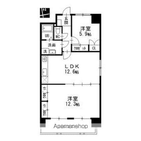 グレイスコート千代田(2LDK/9階)の間取り写真