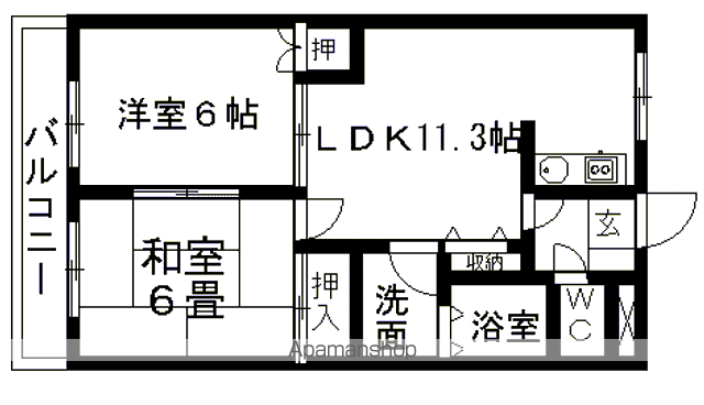アメニティ・パレス(2LDK/1階)の間取り写真