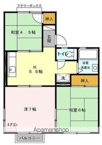 コスモシティ岡野(3K/1階)の間取り写真