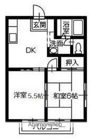 ディアス住吉(2DK/2階)の間取り写真