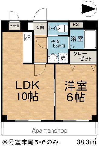 カステージュ松本(1LDK/5階)の間取り写真