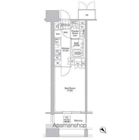 コンフォリア渋谷ウエスト(1K/4階)の間取り写真