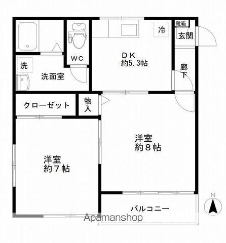 イーストウイング(2K/2階)の間取り写真