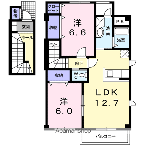 フォーブルYⅡ(2LDK/2階)の間取り写真