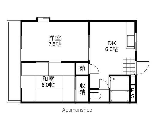 グリーシャン(2DK/1階)の間取り写真