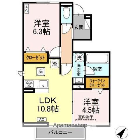 エルノワール(2LDK/1階)の間取り写真
