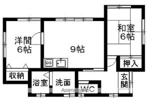 鹿島線 鹿島神宮駅 バス乗車時間：15分 総合福祉センターバス停で下車 徒歩35分 1階建 築21年(2DK)の間取り写真