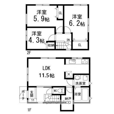 クラークテラスA棟(3LDK)の間取り写真