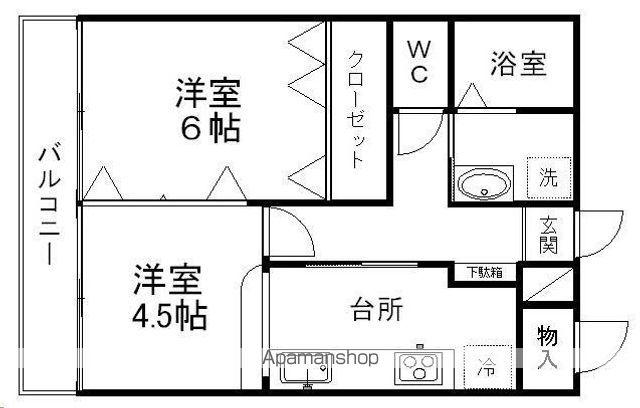 荒巻ハイツA棟(2K/2階)の間取り写真