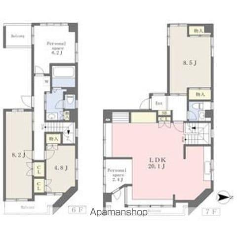 コーポジョイフル(3LDK/7階)の間取り写真