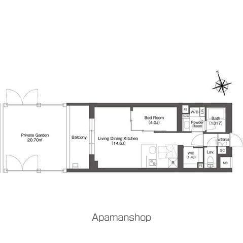 ルーウェ東大泉(1LDK/1階)の間取り写真