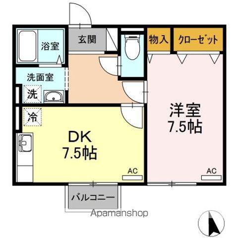コーポ門脇Ⅱ(1DK/2階)の間取り写真