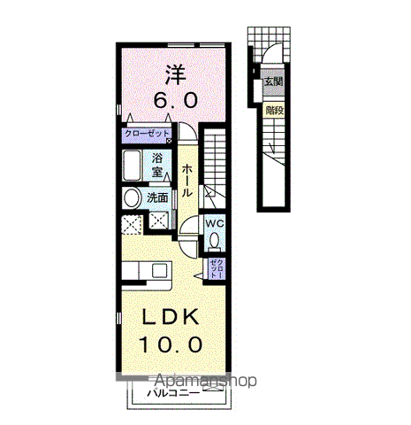 メゾンパレェ(1LDK/2階)の間取り写真