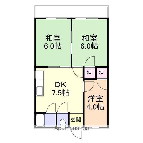 和歌山線 粉河駅 徒歩10分 4階建 築47年(3DK/1階)の間取り写真