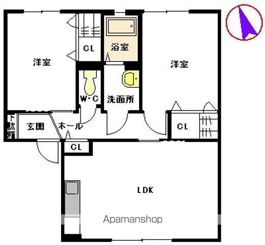 ソレイユ三苫A(2LDK/1階)の間取り写真