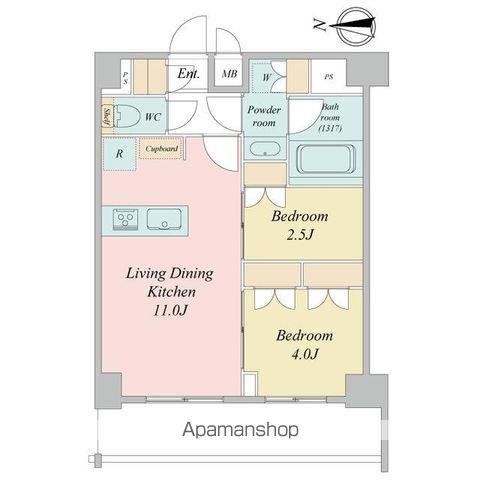 LIME RESIDENCE KAWAGUCHI イースト(2LDK/6階)の間取り写真