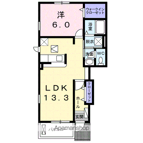 ニューヘイアンⅡ(1LDK/1階)の間取り写真