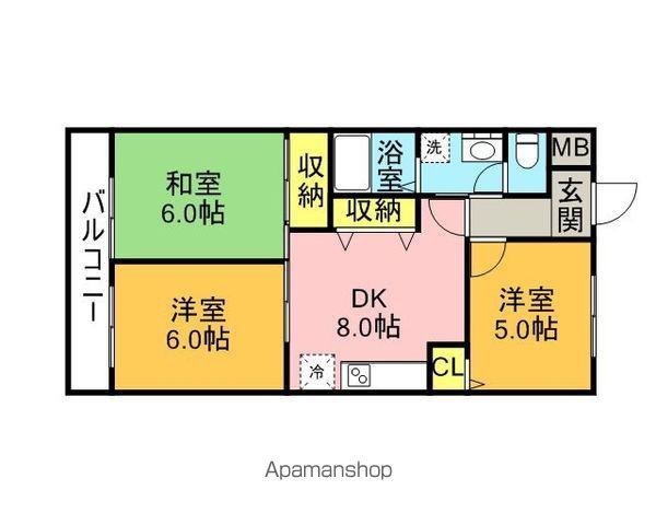 メモリー鳥栖(3DK/4階)の間取り写真
