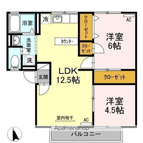 メゾン・ド・マージュ A棟(2LDK/2階)の間取り写真