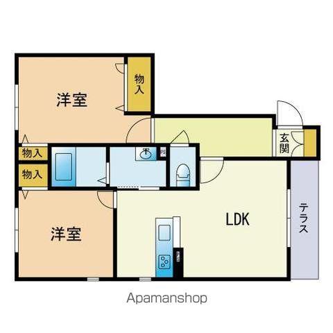 フォーレスト花の木ⅡA棟(2LDK/1階)の間取り写真