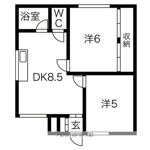 コーポ松ヶ丘(2LDK/2階)の間取り写真