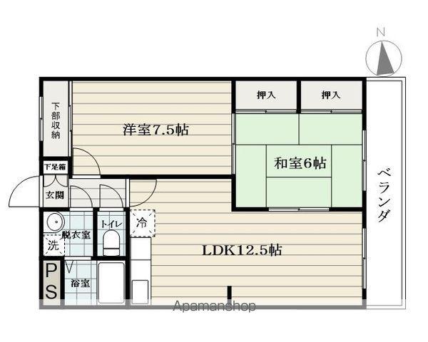 エクセルハイツとらや(2LDK/4階)の間取り写真
