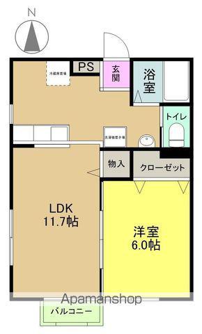シガハイツⅩⅡ(1LDK/2階)の間取り写真