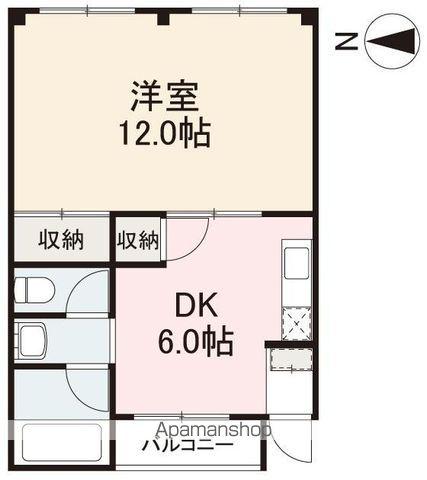 モカール山崎(1DK/2階)の間取り写真