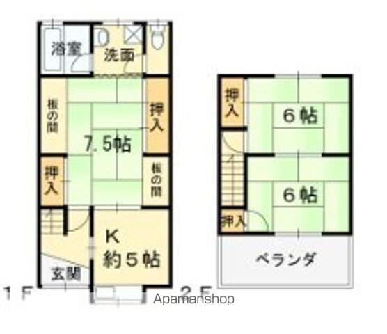関西本線 八尾駅 徒歩20分 2階建 築56年(3K)の間取り写真