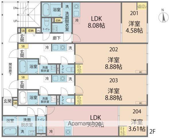カインドネス西武柳沢北(1DK/2階)の間取り写真
