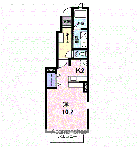 グラティテュード(ワンルーム/1階)の間取り写真