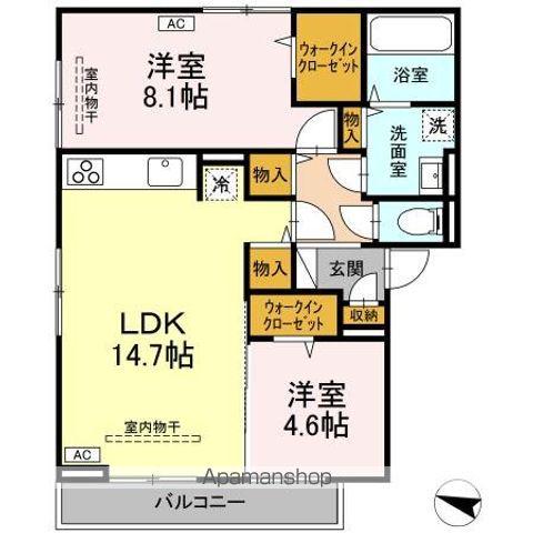 D-ROOM竜王新町(2LDK/3階)の間取り写真