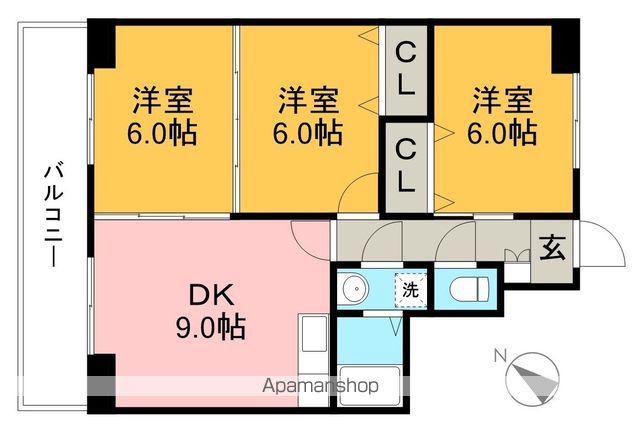 とさでん交通後免線 舟戸駅 徒歩6分 11階建 築33年(3DK/8階)の間取り写真
