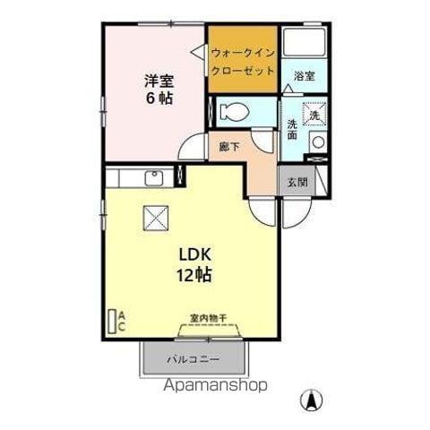 ZONE亀城 A棟(1LDK/1階)の間取り写真