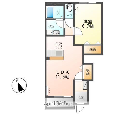 PENSION RICHESSEⅡ(1LDK/1階)の間取り写真