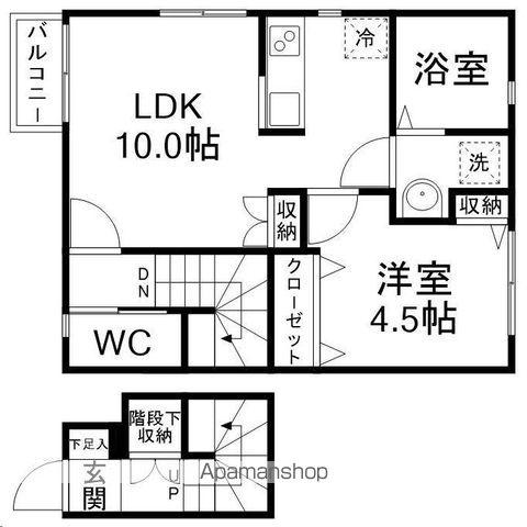 アンビエンテ(1LDK/2階)の間取り写真