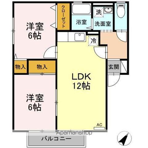 SONIAA棟(2LDK/2階)の間取り写真