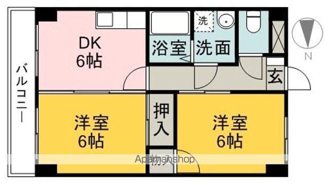 グランドハイム東石井(2DK/2階)の間取り写真