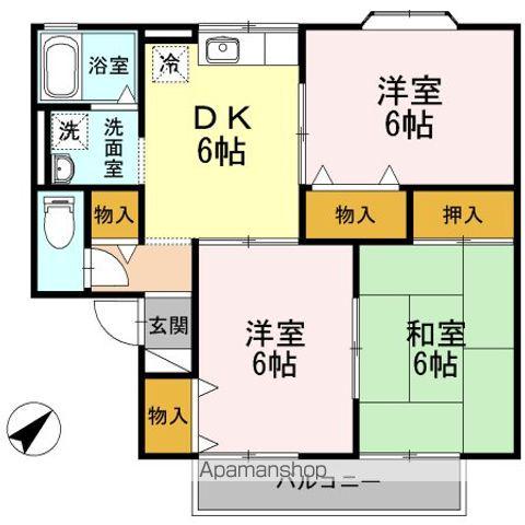 マウントⅤ2(3DK/1階)の間取り写真