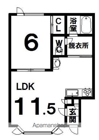 根室本線 帯広駅 徒歩36分 2階建 築32年(1LDK/1階)の間取り写真