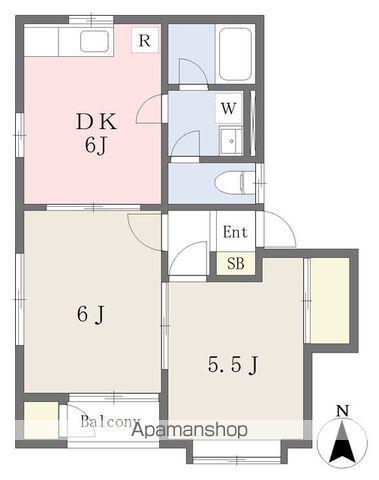 ソレアードH(2DK/2階)の間取り写真