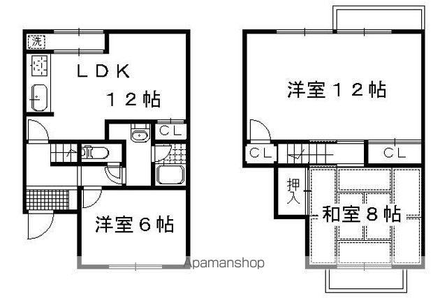 ハイツエンペラー下鴨泉の森(4LDK/1階)の間取り写真