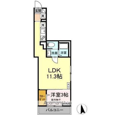 スピアナート北石堂(1LDK/2階)の間取り写真