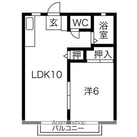パナタウン杉ノ本(1LDK/2階)の間取り写真