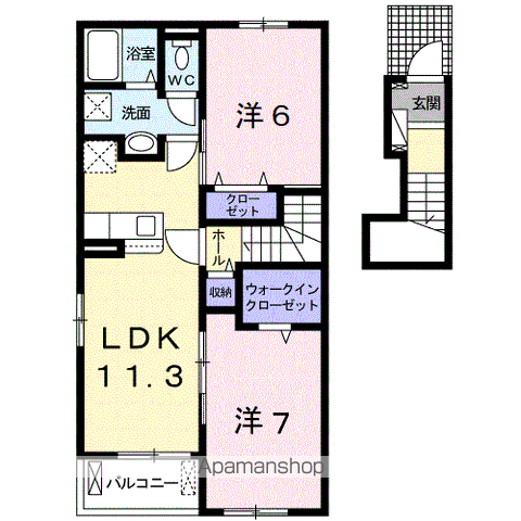 アヴェニールNISHIKI Ⅱ(2LDK/2階)の間取り写真