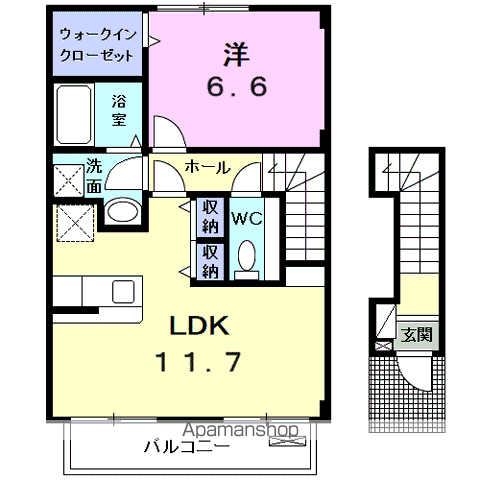 ヴェルジュMⅠ(1LDK/2階)の間取り写真