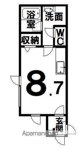 根室本線 釧路駅 バス乗車時間：20分 愛国西２丁目バス停で下車 徒歩10分 2階建 築23年(ワンルーム/1階)の間取り写真