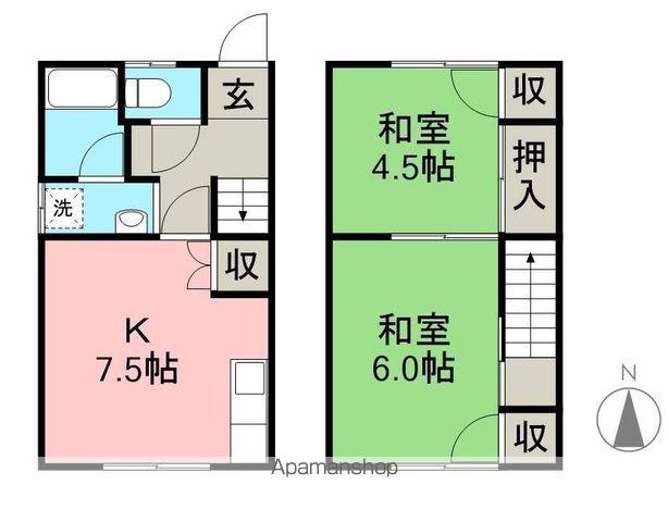 土讃線 土佐一宮駅 徒歩9分 2階建 築47年(2DK)の間取り写真