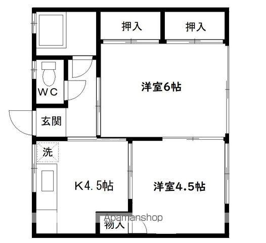 寿荘(2K/1階)の間取り写真